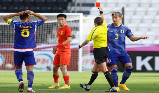 U23亚洲杯-国奥0-1负10人日本 陶强龙中框谢文能失单刀